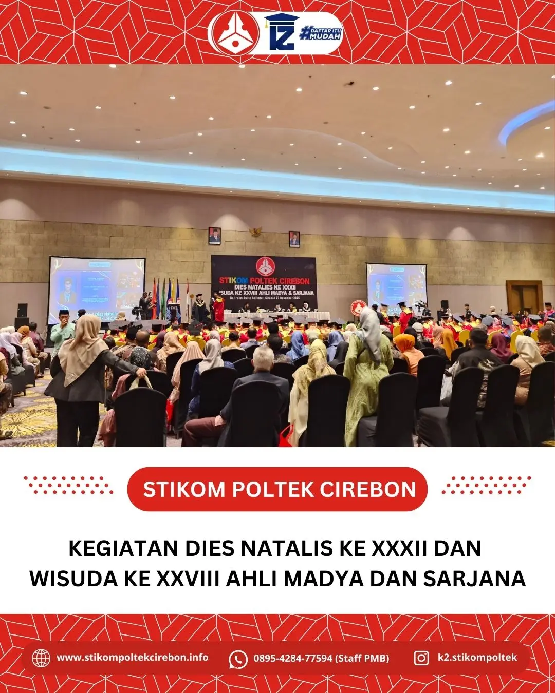STIKOM Poltek Cirebon Gelar Wisuda dan Dies Natalis di Swiss-Belhotel Cirebon